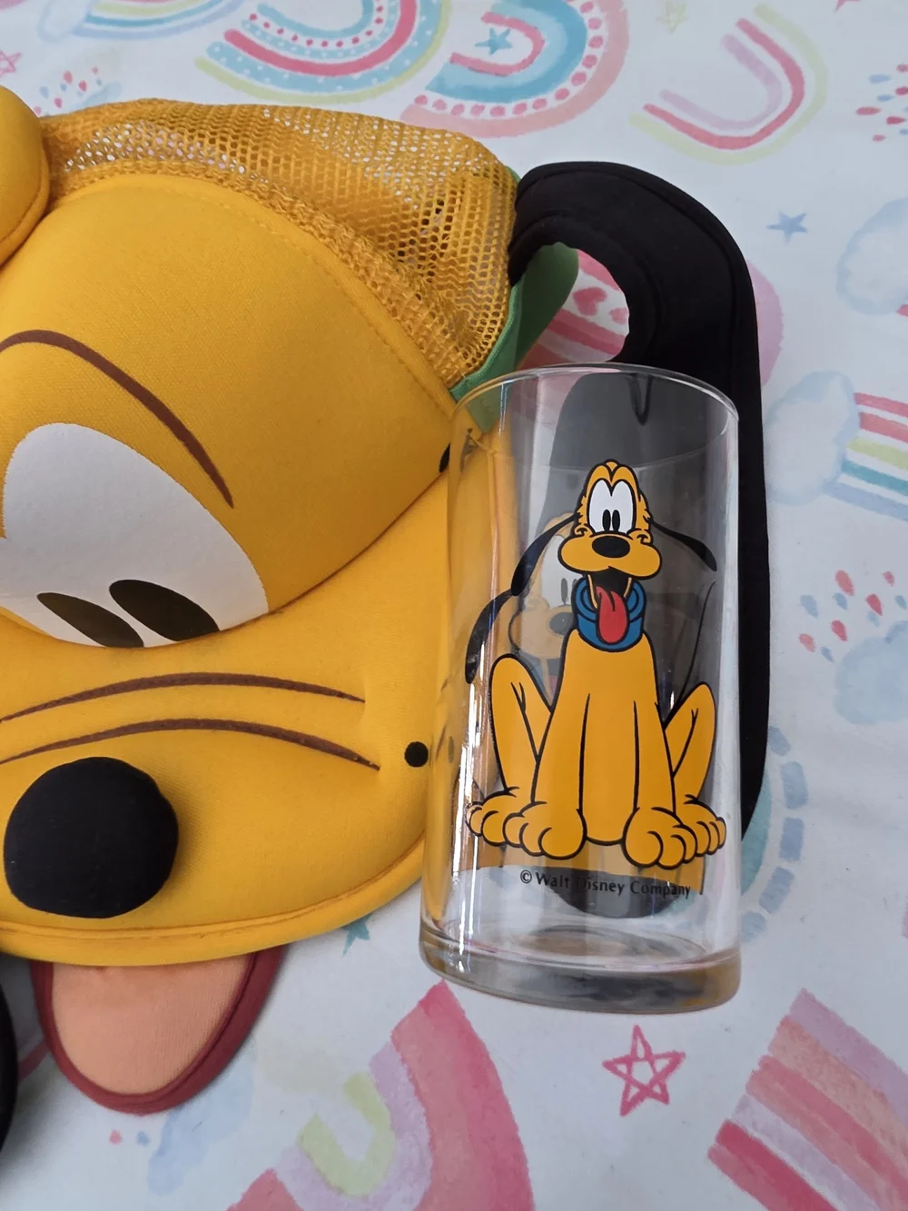 Disney Pluto Character Hat with Ears and Glass Cup